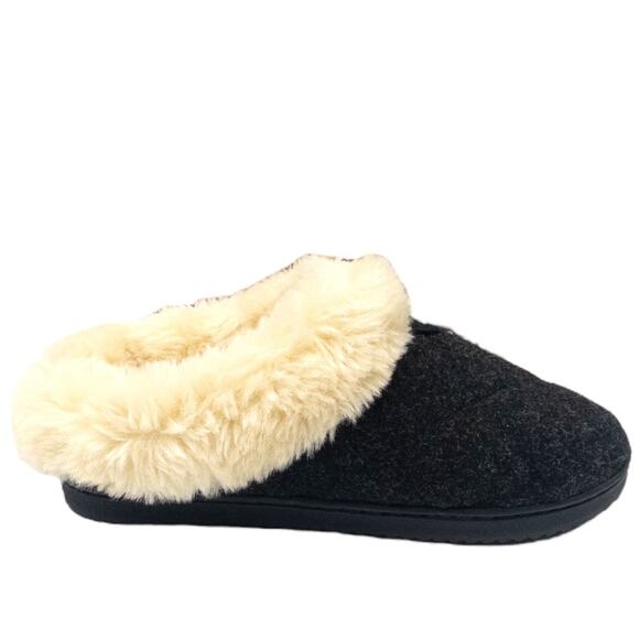 Dearfoams Indoor Outdoor Women's Memory Foam Slippers Quilted Faux Fur Slip On - Picture 4 of 8